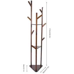 Mumusuki Multi-Layer Standing Coat Rack Hanger Free Cloth Organization Display Tree Shelf for Home Bedroom Hallway Bamboo Wood(Dark Brown)