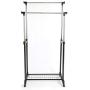 Finnhomy Double Rail Adjustable Rolling Garment Rack with Bottom Shelf - Clothes Hangers with Wheels - Rolling Clothes Organizer, Black and Chrome