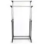 Finnhomy Double Rail Adjustable Rolling Garment Rack with Bottom Shelf - Clothes Hangers with Wheels - Rolling Clothes Organizer, Black and Chrome Finnhomy Double Rail Adjustable Rolling Garment Rack with Bottom Shelf - Clothes Hangers with Wheels - Rolling Clothes Organizer, Black and Chrome