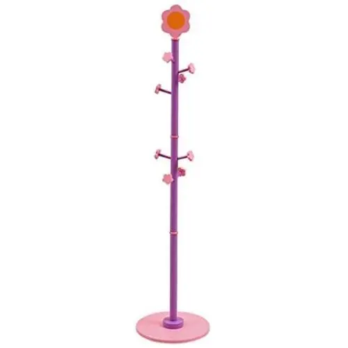 Yxsd Kids Children Coat Rack, 63 Tall Entryway Hall Tree Coat Tree Stand Coat Hanger Clothes Tree for Jacket,Hat,Clothes,Purse,Scarves,Handbags,Umbrella-(8 Hooks,Purple)