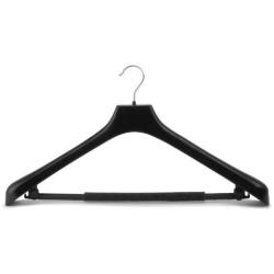 HANGERWORLD 20 Black 19.7inch Plastic Coat Clothes Garment Pant Skirt Bar Hangers 1.96inch Broad Shoulder Support