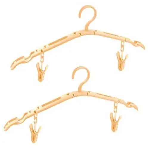 Toygogo 2 pcs Travel Hangers Portable Collapsible Clothes Hangers Folding Hangers Travel Laundry Accessories Space Saving for Clothes - Beige Toygogo 2 pcs Travel Hangers Portable Collapsible Clothes Hangers Folding Hangers Travel Laundry Accessories Space Saving for Clothes - Beige