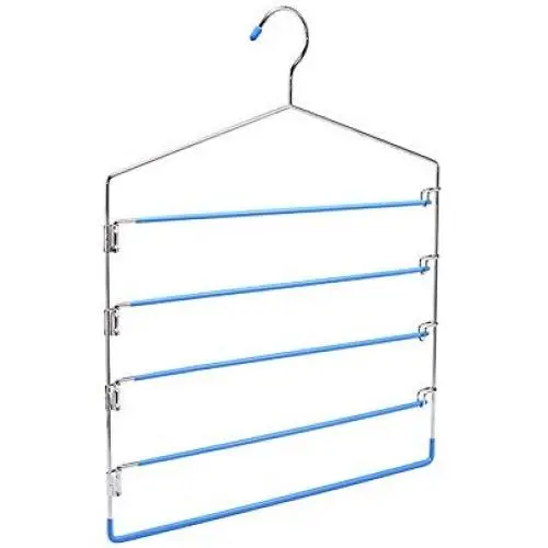 Pant Hangers Durable Slack Hangers Clothes Pants Hangers 2pack-Multi Layers Metal Pants Slack Hangers Non-Slip 4-Tier Swing Arm Pants Hangers Rack Closet Storage Multi Layers Stainless Steel Space Sav