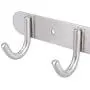 Towel Hook Rack Brushed Nickel - Sagmoc 8-Inch Coat Hook Rail Wall Mounted with 3 Hooks, Durable Clothes Hangers for Bedroom, Bathroom, Foyer, Hallway (304 Stainless Steel)