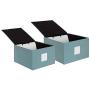 DesignOvation Sturdy Fabric Wrapped Decorative Memory Photo and Memento Organizer/Storage Boxes with Hinged Lids, Includes Dividers, Set of 2, Teal DesignOvation Sturdy Fabric Wrapped Decorative Memory Photo and Memento Organizer/Storage Boxes with Hinged Lids, Includes Dividers, Set of 2, Teal