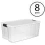 STERILITE 19909804 116 Quart/110 Liter Ultra Latch Box, Clear with a White Lid and Black Latches (116 Quart, 8-Containers) STERILITE 19909804 116 Quart/110 Liter Ultra Latch Box, Clear with a White Lid and Black Latches (116 Quart, 8-Containers)