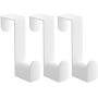 iDesign Plastic Over the Door Valet Hook with Slots for Clothes Hangers for Coats, Hats, Robes, Towels in Bathroom, Bedroom, College Dorm Room, Office, 1" x 3.25" x 4.5", Set of 3 - White