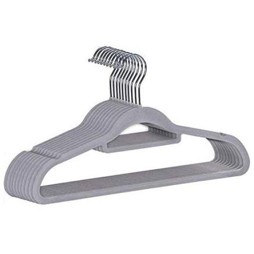 10pcs Random Color Slim Velvet Hangers, Space Saving Non-Slip Pile Coating Velour Hangers Clothes Storage Holder Hanger