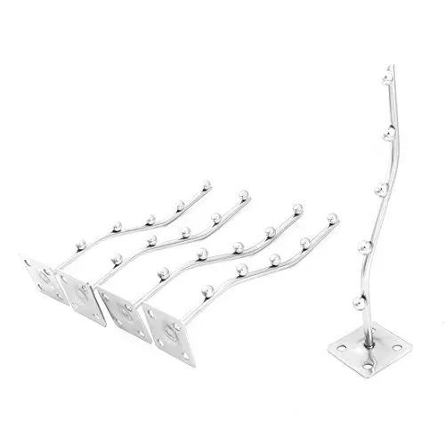 DealMux Stainless Steel Wall Mount Waved Waterfall Hanger Rack 5 Beads Garment Display Hooks 5 Pcs