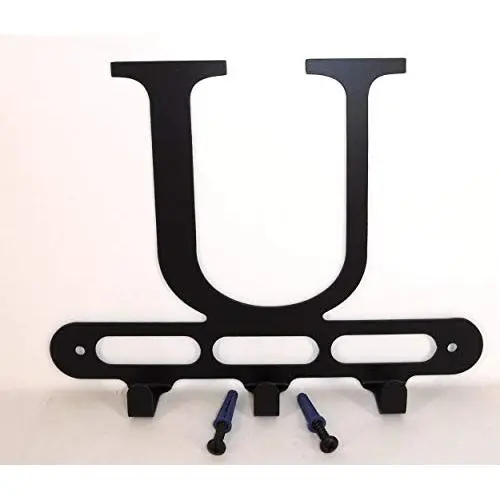 Capital Letter U Monogram Wall Hook Hanger. Satin Black. Solid Steel. Screws Included. Capital Letter U Monogram Wall Hook Hanger. Satin Black. Solid Steel. Screws Included.
