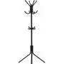 Free-Standing Coat Rack Metal Stand - Hall Tree Entry-Way Furniture Best for Hanging Up Jacket, Purse, Hand-Bag, Cloth, Hat, Winter Scarf Holder - Home or Office Floor Hanger 12-Hooks Organizer, Black