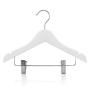 HANGERWORLD 60 White Wooden 11.8inch Kids Notched Coat Clothes Garment Hangers Non Slip Adjustable Clips