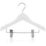 HANGERWORLD 24 White Wooden 11.8inch Kids Notched Coat Clothes Garment Hangers Non Slip Adjustable Clips