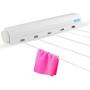 Retractable Clothesline 5-Line Dryer | Indoor or Outdoor Use | Hang Wet or Dry Laundry - Wall Hanger Retractable Indoor Clothes Hanger Magic Drying Rack (5-Lines)