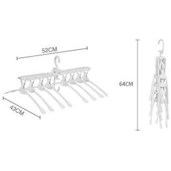 Multifunctional Hangers Folding Coat Hangers Multi-Layer Clothes Hanger Space Saving Portable Indoor Airer (Color : White)