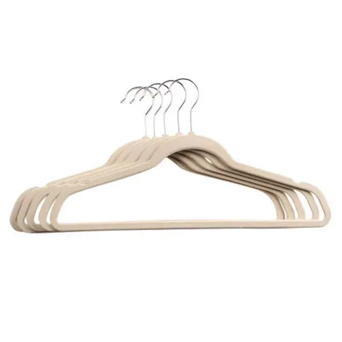 Michael Graves Design Ultra-Thin Non-Slip Velvet Clothing Hangers, Flocked & Durable, Closet Space Saving, for Garments, Suits, Dresses, Pants, Shirts, Coats, 25 Pack (Cream)