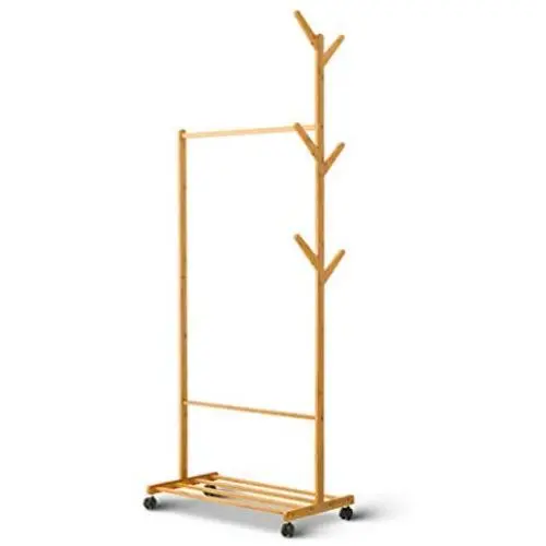 Y.H.Valuable Coat Racks Bamboo Coat Stand Simple Hat Coat Rack Modern Clothes Rack Hall Hanging Rod Bedroom Floor Hanger Clothes Tree Office Entryway Entryway Furniture