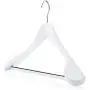 HANGERWORLD 5 White 17.7inch Wooden Coat Clothes Garment Non Slip Pants Bar Hangers Broad Shoulder Support