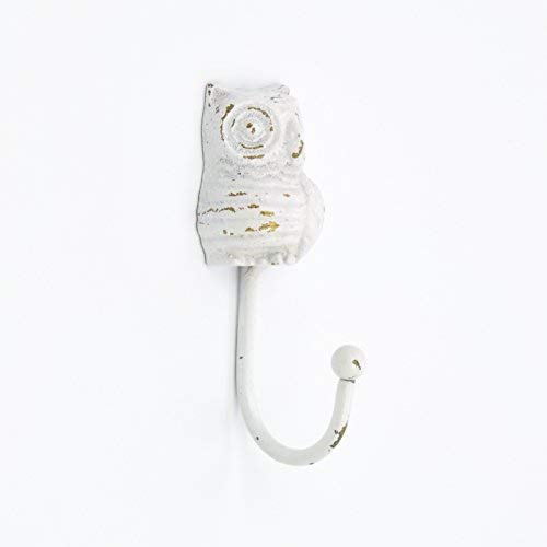 abodent.com White Metal Owl Bird Coat Hook Hooks Wall Mounted Door Hook Hanger for Hat Coat Clothes Kitchen Bathroom Bedroom Office (Screws Included)