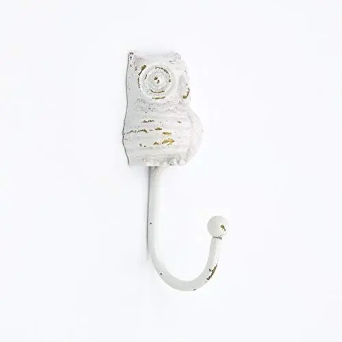 abodent.com White Metal Owl Bird Coat Hook Hooks Wall Mounted Door Hook Hanger for Hat Coat Clothes Kitchen Bathroom Bedroom Office (Screws Included)