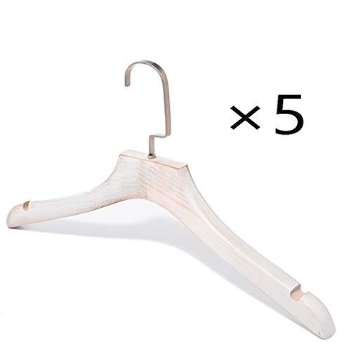 AIDELAI Coat Rack 5 Pieces Solid Wood Suit Hangers,Hanger Non-Slip Sticks Hanging Clothes Rack Adult Clothes Support Pants Rack 5 Pieces Solid Wood Suit Hangers (Color : White)