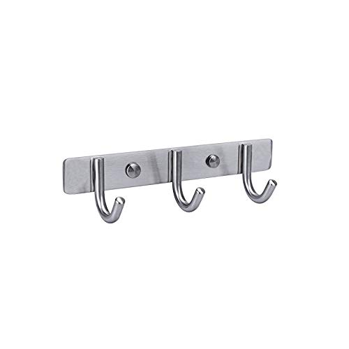 TOGU Wall Mounted Coat Hooks,3 Hooks Heavy Duty Stainless Steel Coat Robe Hat Clothes Towel Hook Hanger Rack,Brushed Stainless Steel Finish,1 Pack