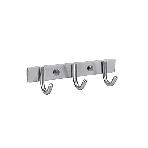 TOGU Wall Mounted Coat Hooks,3 Hooks Heavy Duty Stainless Steel Coat Robe Hat Clothes Towel Hook Hanger Rack,Brushed Stainless Steel Finish,1 Pack