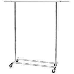 Simple Trending Clothing Garment Rack with Wheels, Extendable & Collapsible, Capacity 150 lbs, Chrome