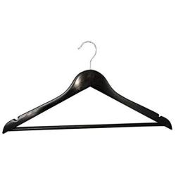 SAASNY Suit Hangers,（Pack of 20） Black Clothes Hangers Wooden Wood Clothes Coat Hangers with Round Trouser Bar and Shoulder Notches Strong Premium Heavy Duty