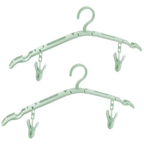 CUTICATE 2 Pack Travel Hangers Folding Hangers with 4 Clips Portable Clothes Hangers, Non-Slip, Lightweight for Home and Travel - Green CUTICATE 2 Pack Travel Hangers Folding Hangers with 4 Clips Portable Clothes Hangers, Non-Slip, Lightweight for Home and Travel - Green