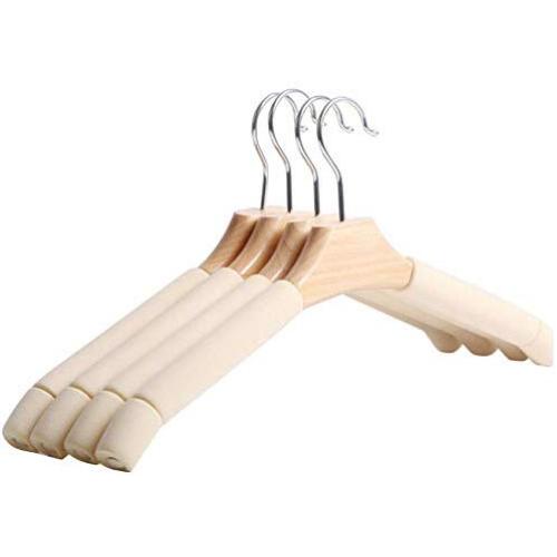 10pcs Random Color Durable Solid Wood Clothes Hanger Sponge Household Shops Laundry Holder