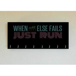 Race Medal Holder/Running Medal Hanger - WHEN ALL ELSE FAILS, JUST RUN- Wood Wall Mounted Medal Organizer. CUSTOMIZATION Available