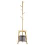 COAT RACK Solid Wood Tree Hook with Stool and Storage Boxes Clothes Hanger