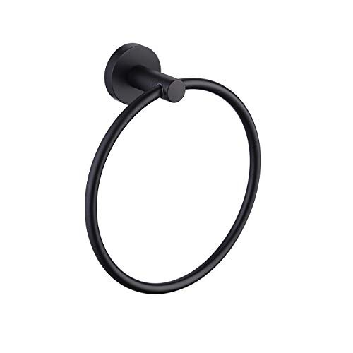 KES Towel Ring Matte Black Hand Towel Holder SUS 304 Stainless Steel Bathroom Round Ring Towel Hanger Wall Mount, A2180-BK