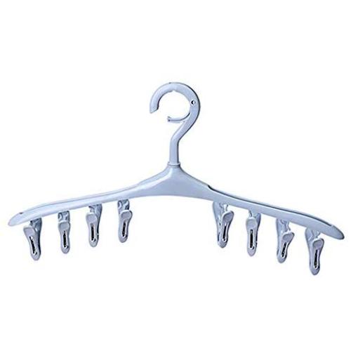 WEN DONG Windbreak Clip Hanger Plastic Buckle Multi-Functional Clothes Airing Clip Bra Underwear Hanger Hanging Socks Hanger Clothes Support Hanger(Blue)