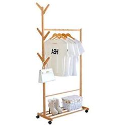 ZWJ-Coat Rack Coat Rack Bamboo Branch Mobile Storage Rack Floor Simple Creative Living Room Hanger Clothes Rack Bedroom (Size : 80x38x176cm)
