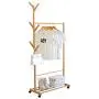 ZWJ-Coat Rack Coat Rack Bamboo Branch Mobile Storage Rack Floor Simple Creative Living Room Hanger Clothes Rack Bedroom (Size : 80x38x176cm)