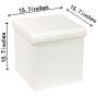 B FSOBEIIALEO Storage Ottoman, Faux Leather Ottomans Cube Footrest Foot Stool Folding Toy Box, White 15.7&quotx15.7&quotx15.7"