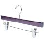 Nature Smile Solid Lotus Wood Deluxe Wooden Pants Hangers Bottom Hanger Jeans Hanger Skirt Hanger with 2-Adjustable Clips Anti-rust Hook Pack of 10 (Walnut)