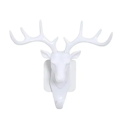 Hot Sale!DEESEE(TM)????????Deer head Self Adhesive Wall Door Hook Hanger Bag Keys Sticky Holder (White) Hot Sale!DEESEE(TM)????????Deer head Self Adhesive Wall Door Hook Hanger Bag Keys Sticky Holder (White)