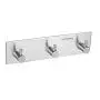 MXtechnic Self Adhesive Key Hooks Rail, 3M Stainless Steel Heavy Duty Coat Hanging Shelf Robe Towel Hanger Rack 3-Hook for Bathroom Kitchen Wall Mounted (3 Hooks)