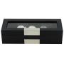 5 Piece Black Wood Watch Display Case Storage Organizer Boxes with Stainless Steel Accents