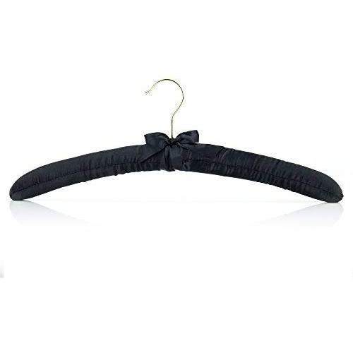 HANGERWORLD 10 Black 17inch Satin Padded Top Coat Clothes Garment Dress Hangers