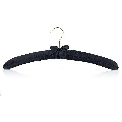 HANGERWORLD 10 Black 17inch Satin Padded Top Coat Clothes Garment Dress Hangers