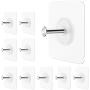 GINMINO Wall Hooks 13.5lbs(Max) Transparent Reusable Adhesive Hooks，Waterproof and Oilproof, Bathroom Kitchen Wall Hooks Heavy Duty 10 Pack