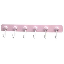 super1798 6 Hooks 360 Degree Rotating Sticky Wall Hanger Clothes Kitchen Tool Towel Rack - Pink