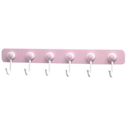 super1798 6 Hooks 360 Degree Rotating Sticky Wall Hanger Clothes Kitchen Tool Towel Rack - Pink