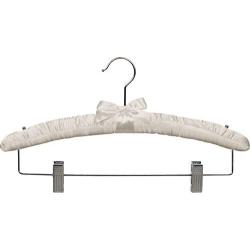 The Great American Hanger Company Satin Padded Combo Hanger, Ivory Finish with Chrome Hardware, Boxes of 12