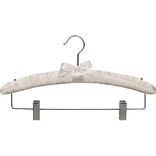 The Great American Hanger Company Satin Padded Combo Hanger, Ivory Finish with Chrome Hardware, Boxes of 12 The Great American Hanger Company Satin Padded Combo Hanger, Ivory Finish with Chrome Hardware, Boxes of 12