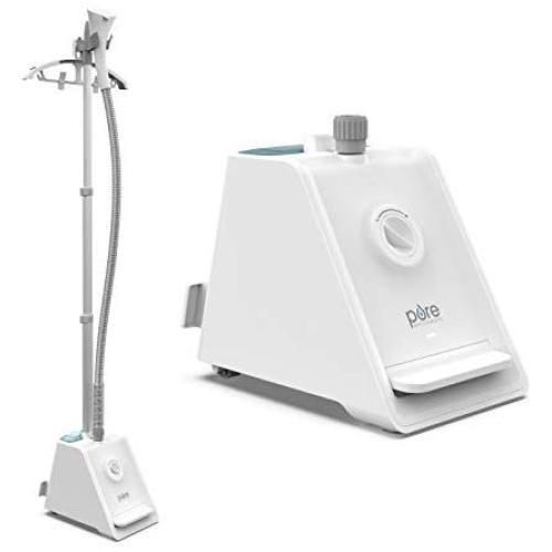 Pure Enrichment PureSteam Pro Upright Clothes Steamer with Garment Hanger and 4 Steam Levels - Heats in 45 Seconds with Half Gallon Water Tank for 1 Hour Continuous Steaming - Includes Fabric Brush